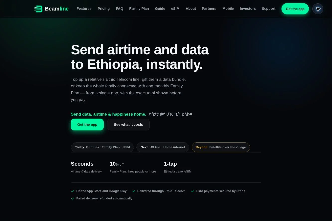 Beamline public website, designed and built within the MINAC ecosystem
